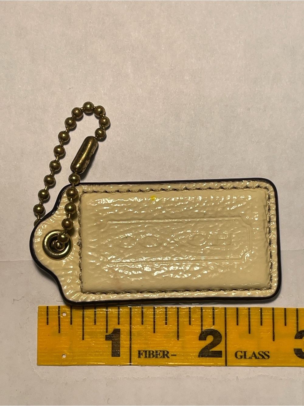 Coach Yellow Patent Leather Hang Tag with Gold Ball Chain - Picture 3 of 3